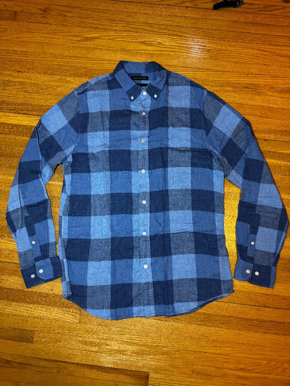 Banana Republic Buffalo Plaid Cotton Button Down Shirt Slim Fit Large Tall LT